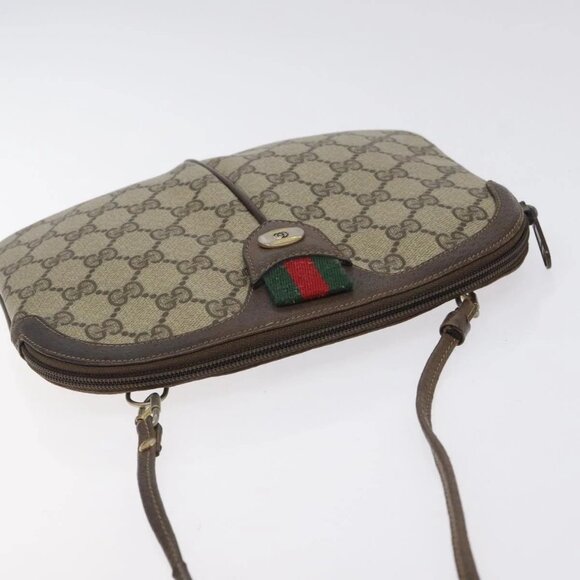 GUCCI GG Supreme Web Sherry Line Shoulder Bag PVC Beige Auth - Picture 7 of 16